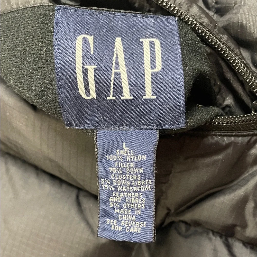 GAP Vest Down Filled Mens Black Puffer Reversible Size Large L Full Zip